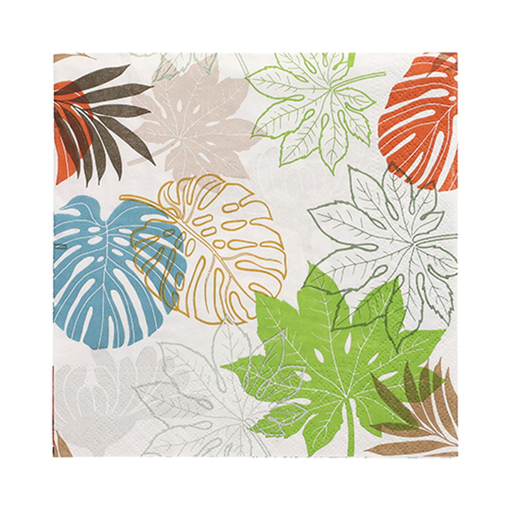 Papstar Servietten, 3-lagig 1/4-Falz 33 cm x 33 cm "Various Leaves"