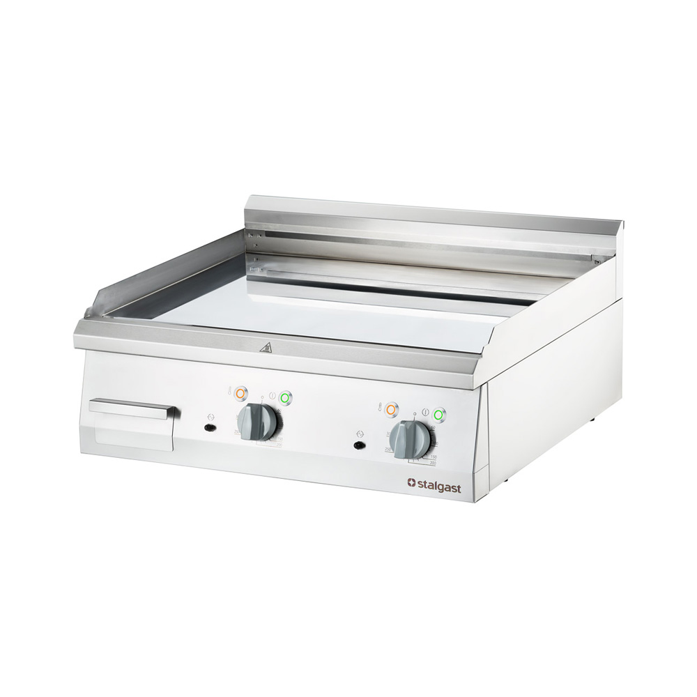 Stalgast Verchromte Elektro-Griddleplatte als Tischgerät, 800x700 mm, glatte Gri
