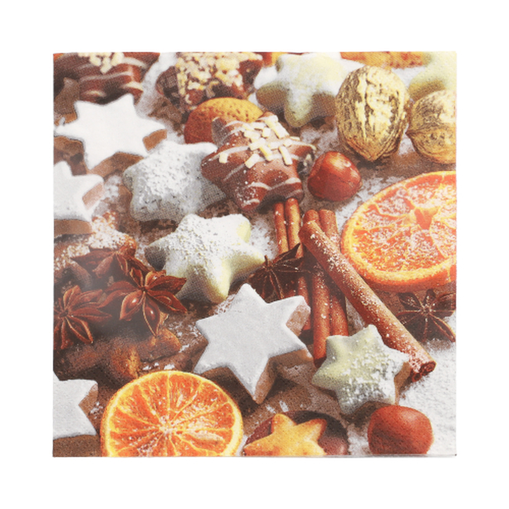 Papstar Servietten, 3-lagig 1/4-Falz 33 cm x 33 cm "Cinnamon Stars"