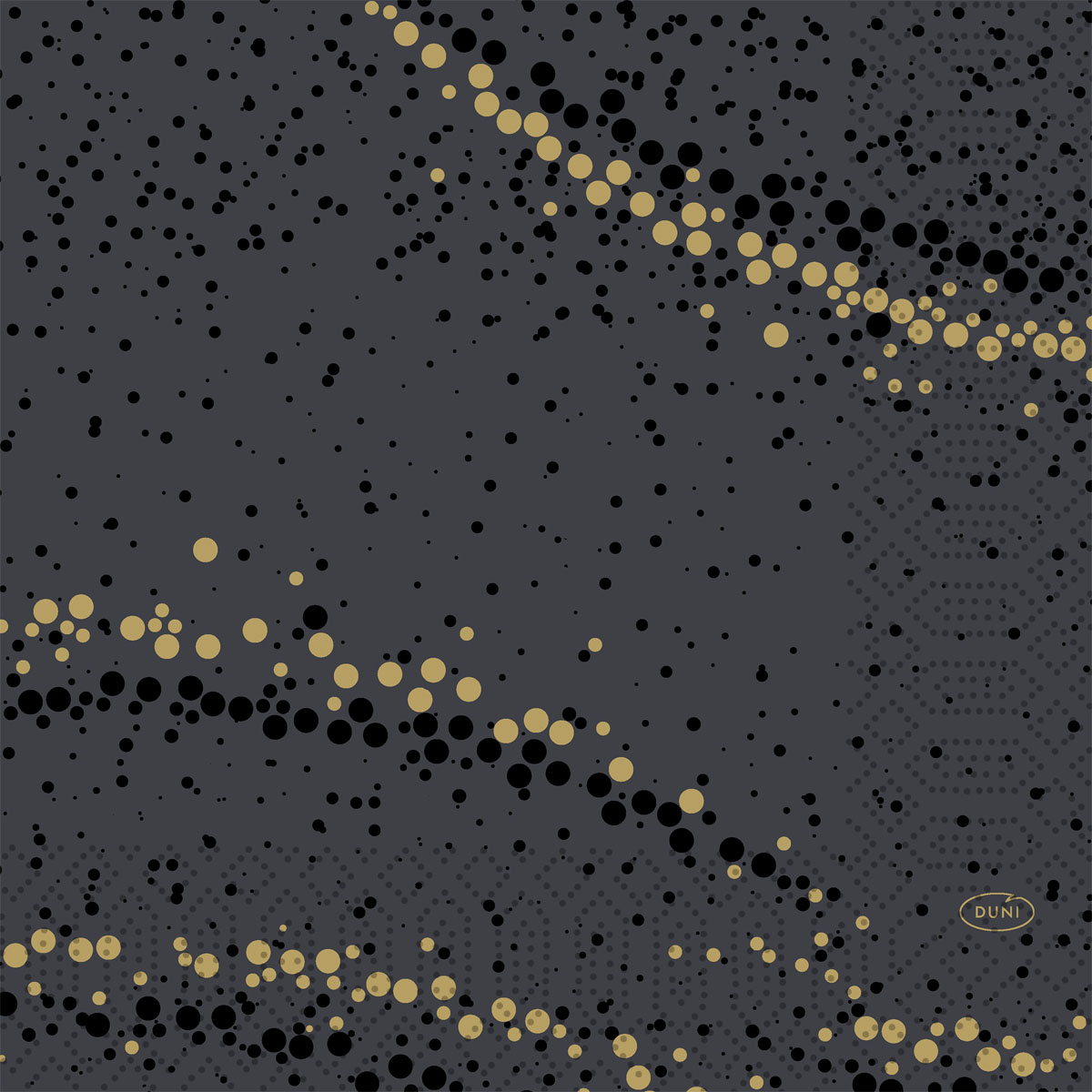 Duni Zelltuchservietten 33 x 33 cm 3-lagig 1/4 Falz Golden Stardust black       
