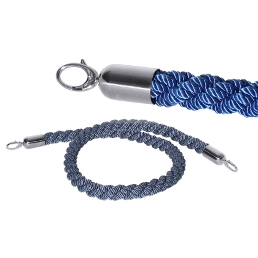 Contacto Abgrenzungsseil, blau, 150 cm ohne Samtummantelung, chrom