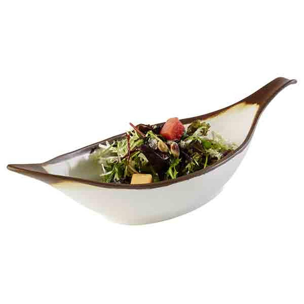 APS Blattschale -CROCKER- 42 x 14 cm, H: 9,5 cm , Melamin, creme