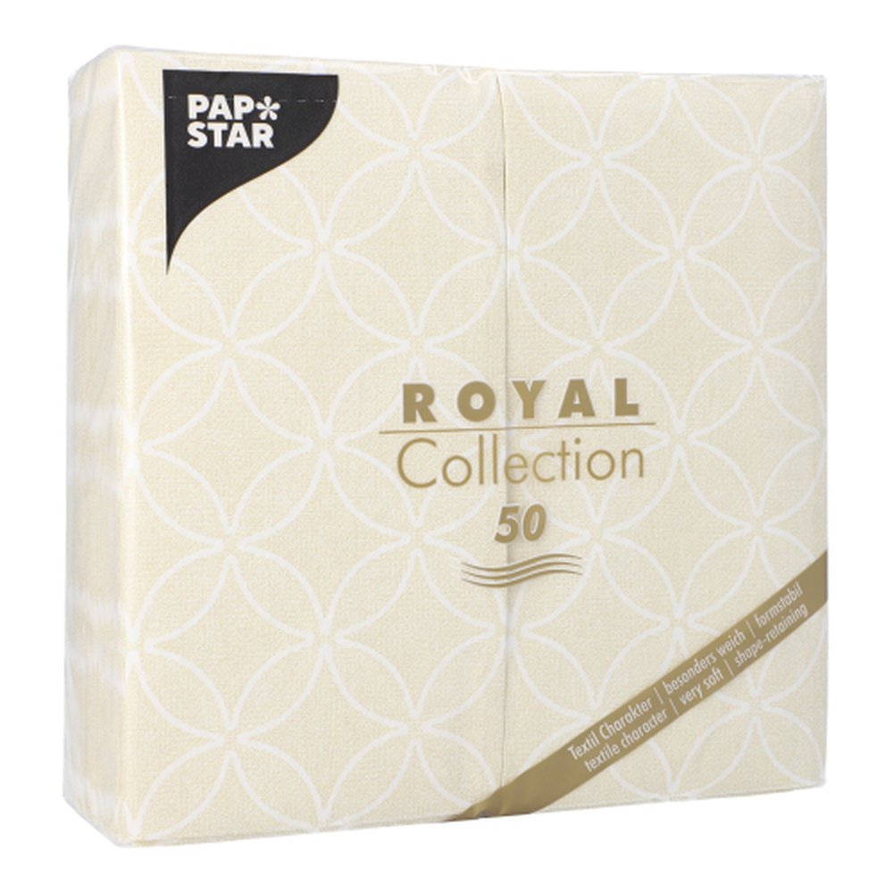 PAPSTAR Servietten ROYAL Collection 1/8-Falz 40 cm x 40 cm champagner Cir