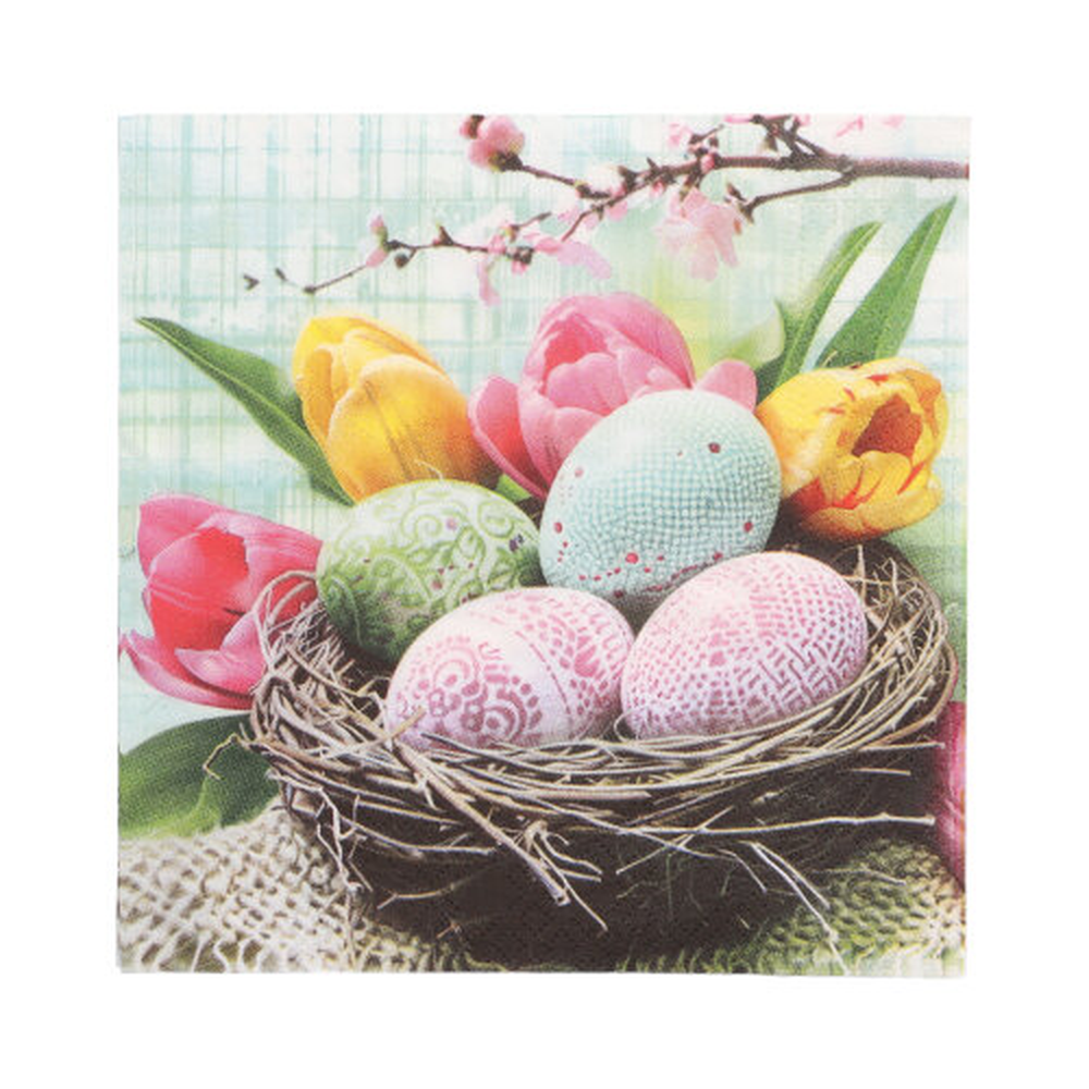 Papstar Servietten, 3-lagig 1/4-Falz 33 cm x 33 cm "Easter Basket"