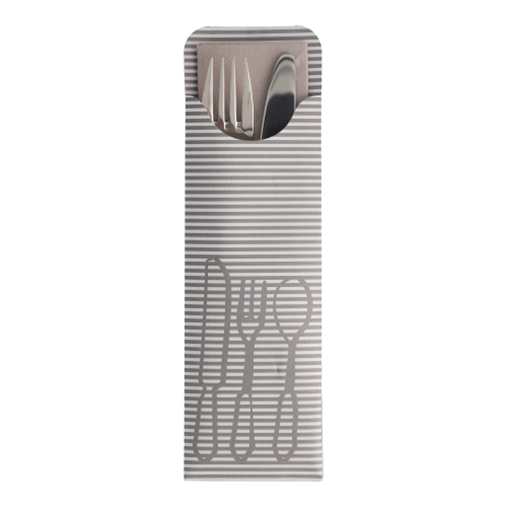 Papstar Bestecktaschen 23,5 cm x 7,3 cm grau inkl. farbiger Serviette