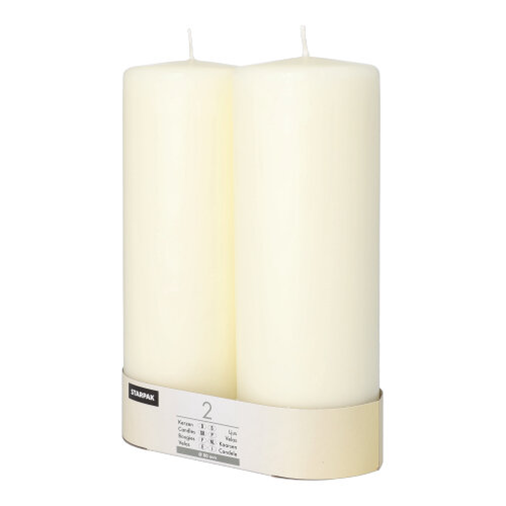 Papstar Stumpenkerzen Ø 80 mm · 220 mm elfenbein "Ivory" mit Flachkopf