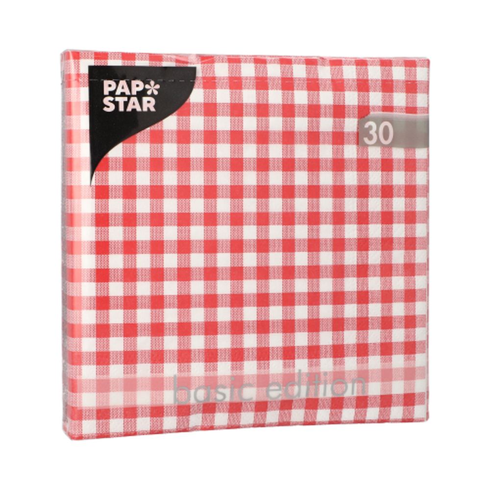Papstar Servietten, 3-lagig 1/4-Falz 33 cm x 33 cm rot "Vichy Karo"