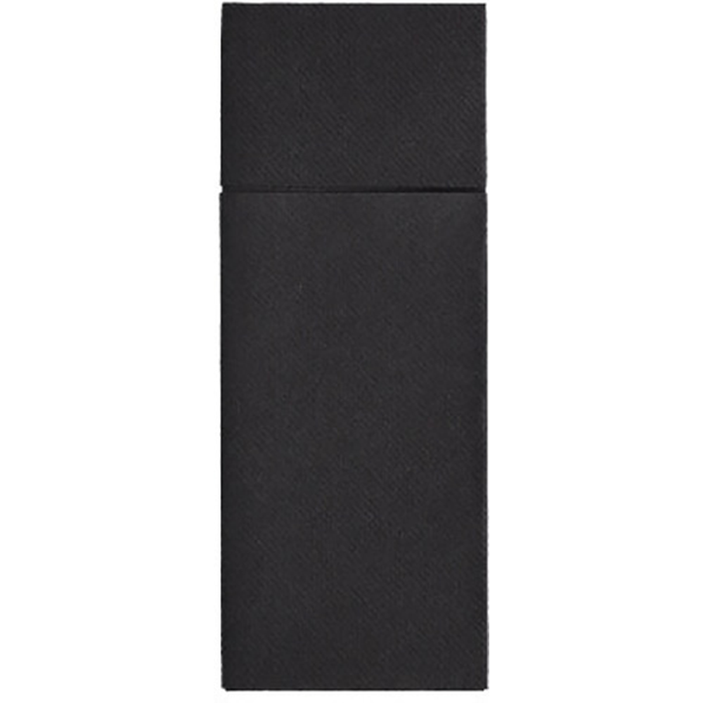 Papstar Bestecktaschen, Airlaid 40 cm x 33 cm schwarz mit Besteckfalz
