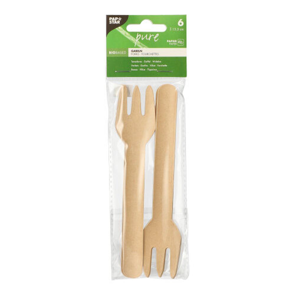 Papstar Gabeln, Papier "pure" 15,5 cm natur