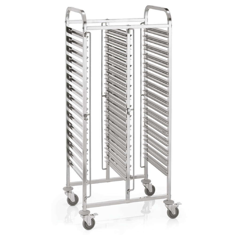 WAS Regalwagen CANTINA GN 1/1 für 30 Behälter/60 Tabletts, 55 x 74 x 171 cm, Chr
