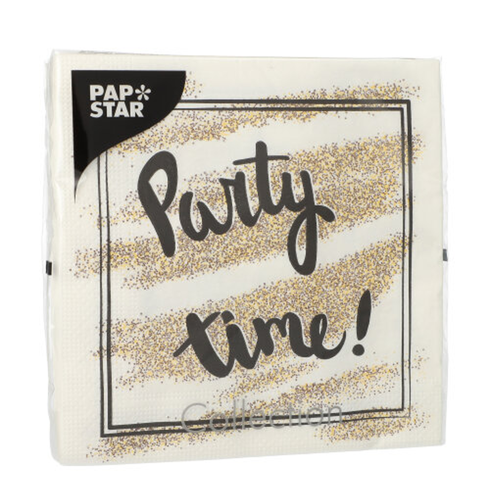 Papstar Servietten, 3-lagig 1/4-Falz 33 cm x 33 cm "Party Time"