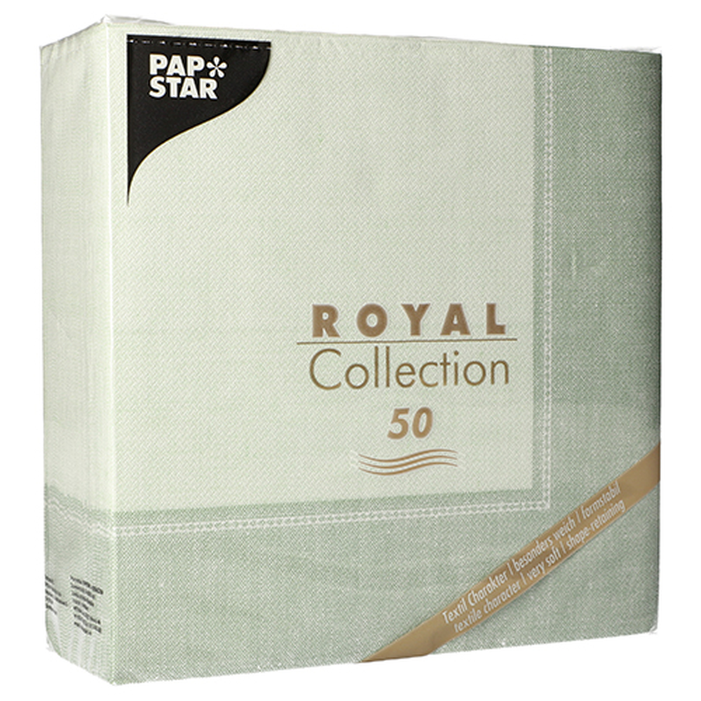 Papstar Servietten "ROYAL Collection" 1/4-Falz 40 cm x 40 cm jadegrün "Linum"