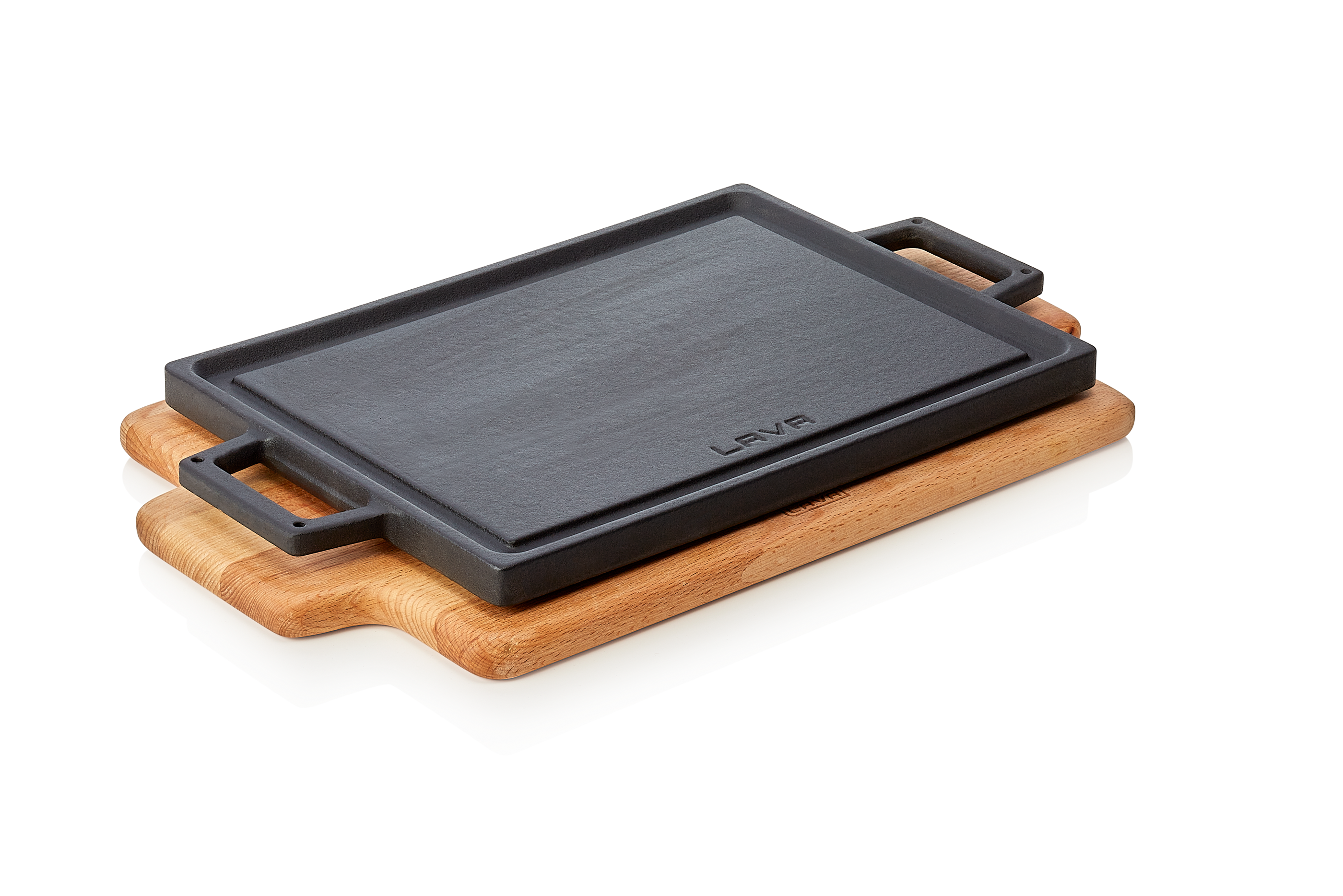 WAS Servier-/Wendegrillplatte 37,5 x 22 x 1,5 cm Holz/Gusseisen