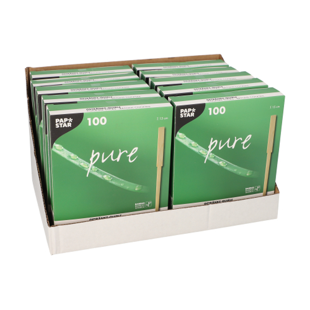 Papstar Getränke-Quirle, Bambus "pure" 15 cm "Golf"