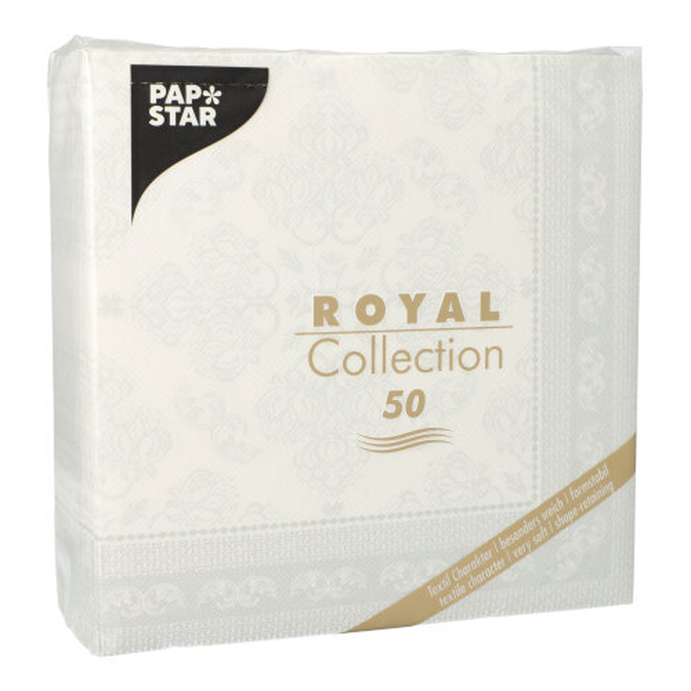 Papstar Servietten "ROYAL Collection" 1/4-Falz 40 cm x 40 cm weiss "Arabesque"