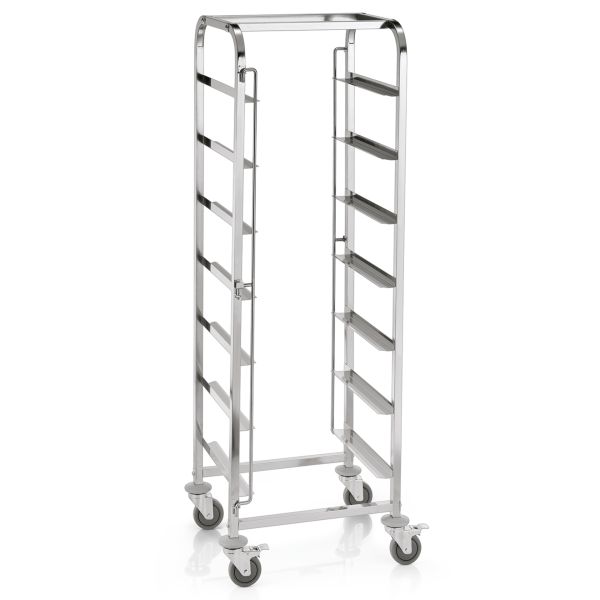 WAS Transportwagen für Spülmaschinen, mit 7 Schienen, 56 x 56 x 171 cm, Chromnic
