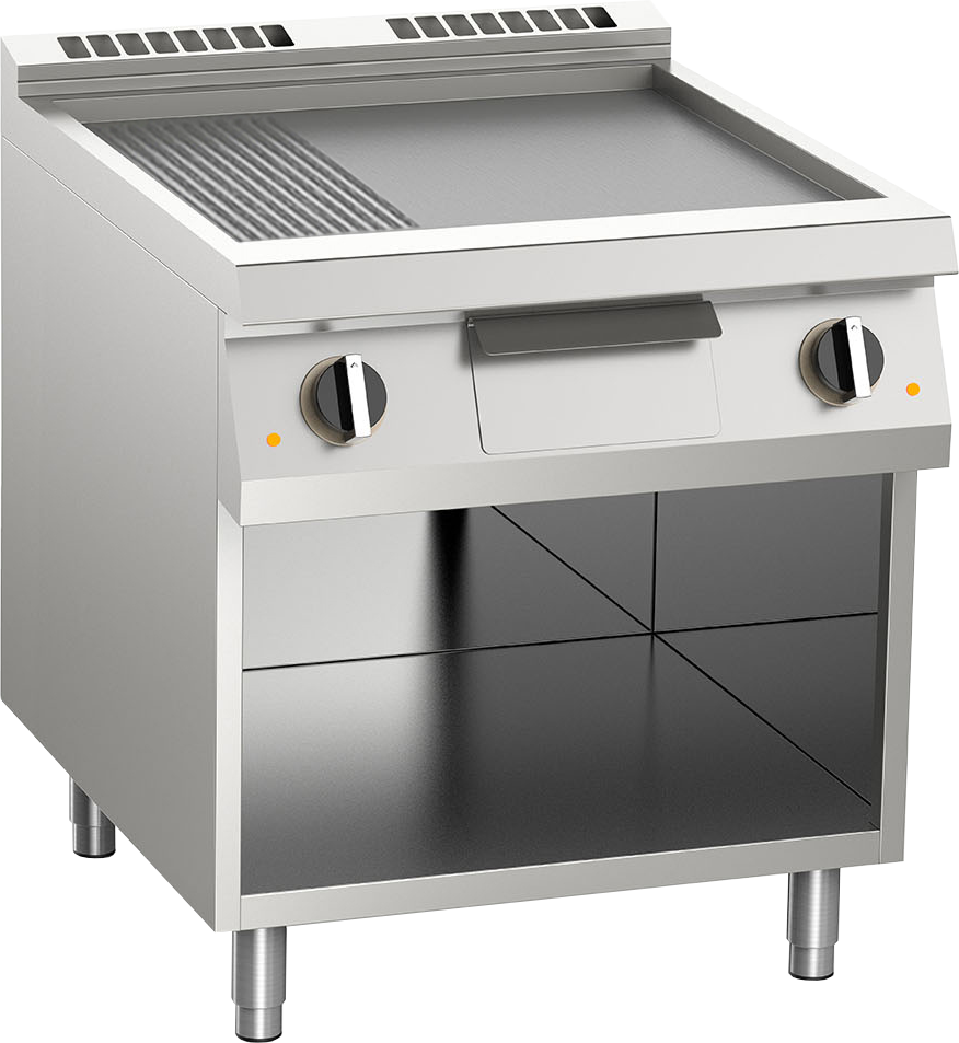 KBS Elektro-Grillplatte aus Edelstahl 2/3 glatt + 1/3 gerillt 10,8kW 2 Heizzonen