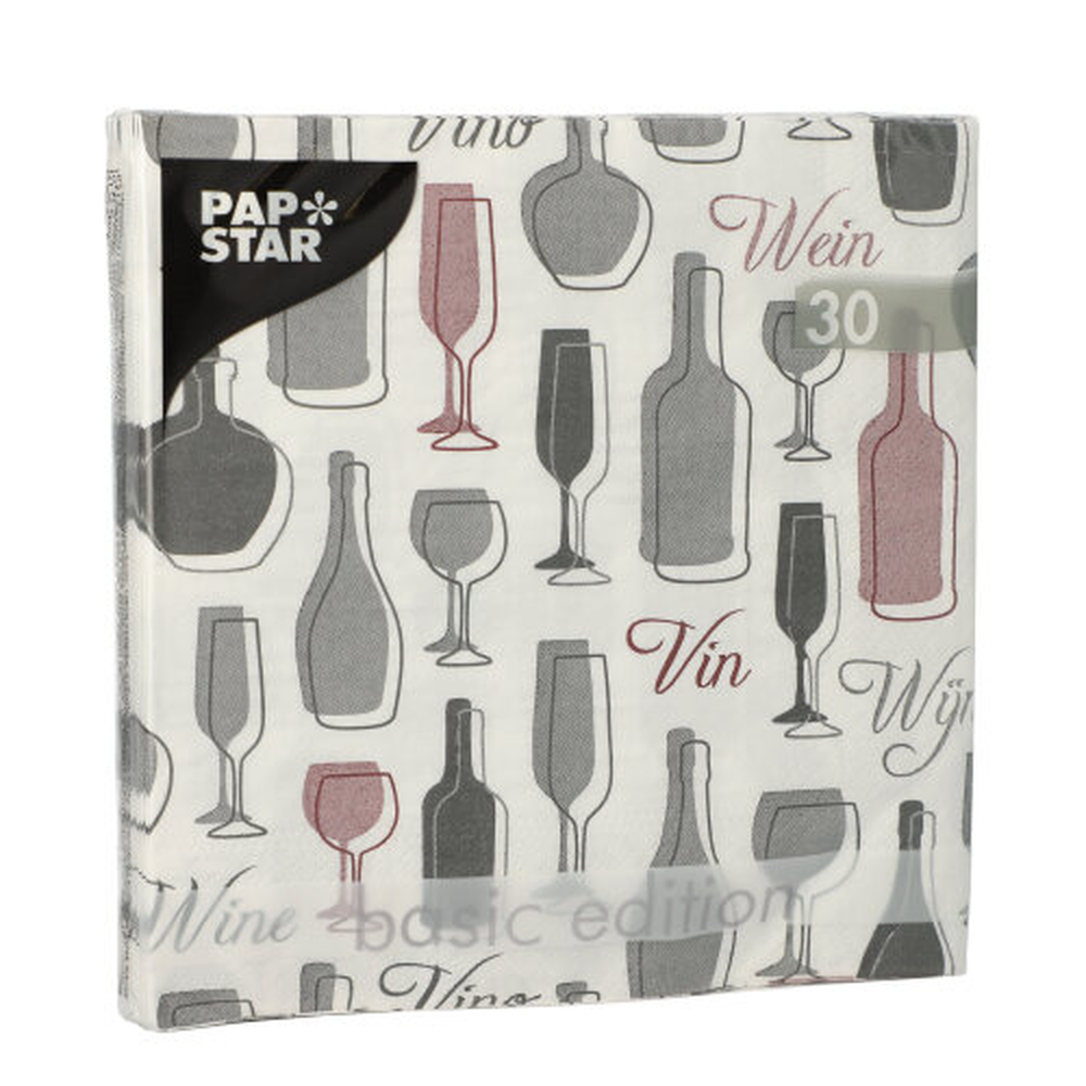 Papstar Servietten, 3-lagig 1/4-Falz 33 cm x 33 cm grau "Wine"