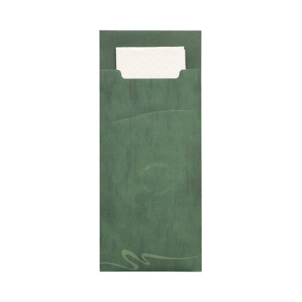 Papstar Bestecktaschen 20 cm x 8,5 cm dunkelgrün inkl. weißer Serviette