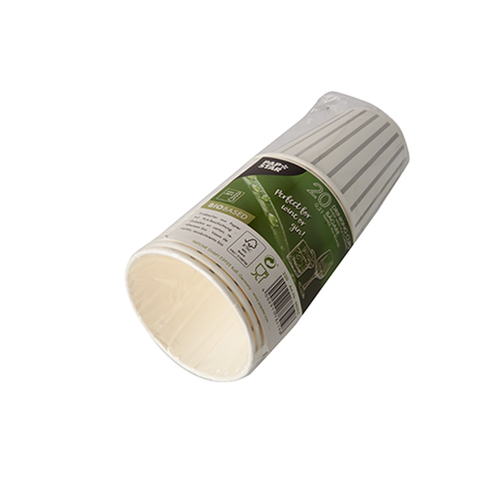Papstar Trinkbecher, Pappe 0,2 l Ø 8 cm · 9,1 cm grau/silber "Wine / Gin Tonic"