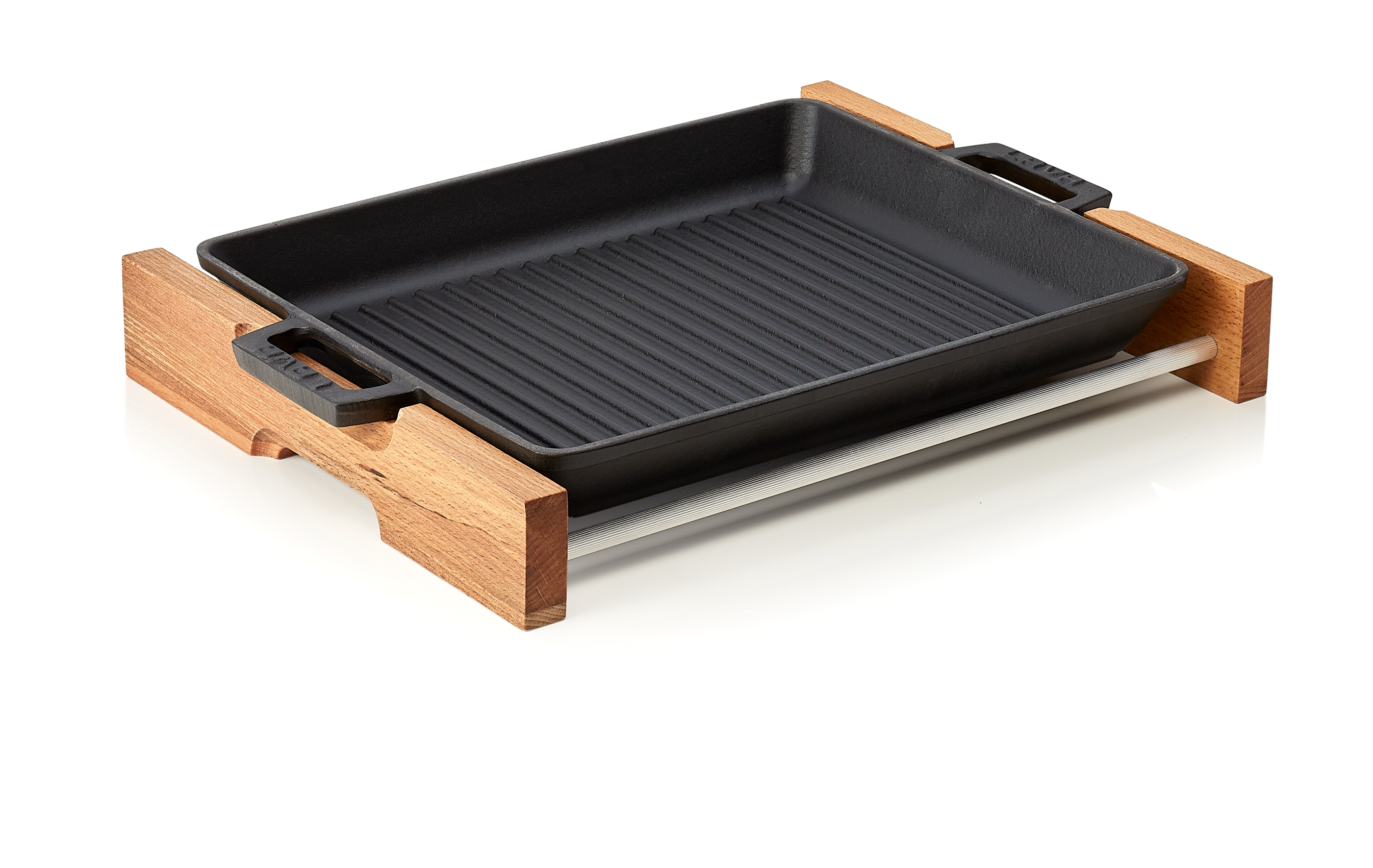 WAS Grill-/Servierpfanne 32 x 26 x 4 cm Holz/Gusseisen