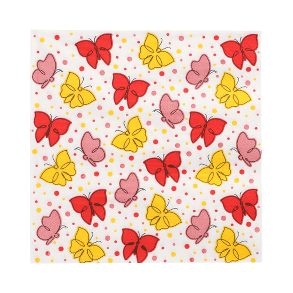Papstar Servietten, 3-lagig 1/4-Falz 33 cm x 33 cm rot "Papillons"