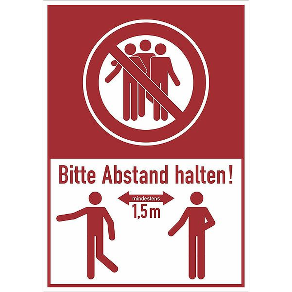 Contacto Schild Abstand halten, 18x13cm einfarbig