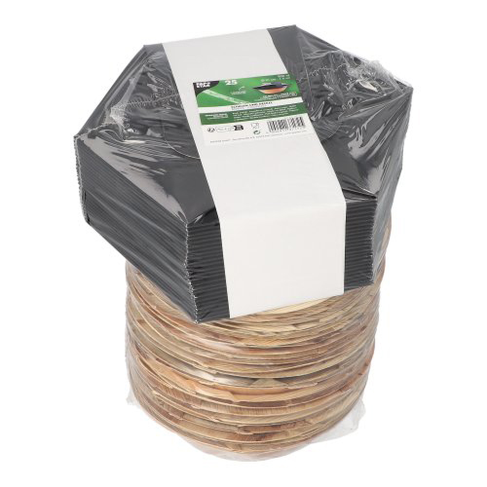 PAPSTAR Schalen, Palmblatt rund 900 ml Ø 21 cm · 6 cm natur/schwarz mit separ