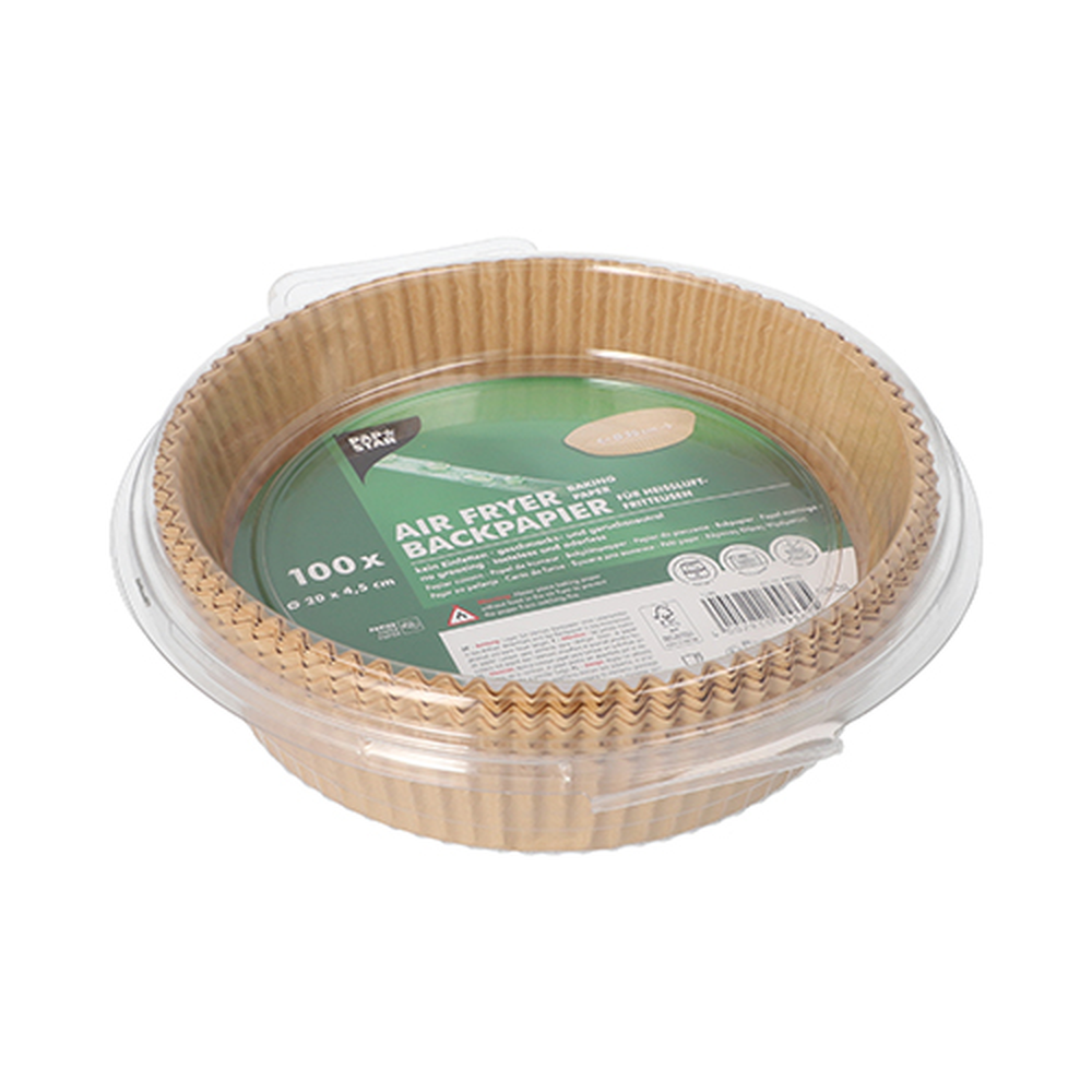 Papstar Backpapiere Ø 20 cm · 4,5 cm braun für Heißluftfritteusen