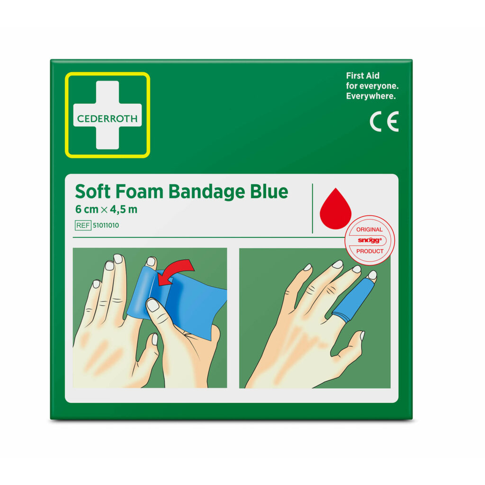 Papstar "Cederroth" Soft Foam Bandage 4,5 m x 6 cm blau , Refill