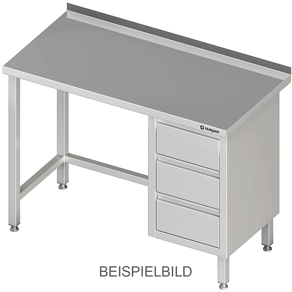 Stalgast Arbeitstisch ohne Grundboden, 1300x700x850 mm, mit 3er Schubladenblock 