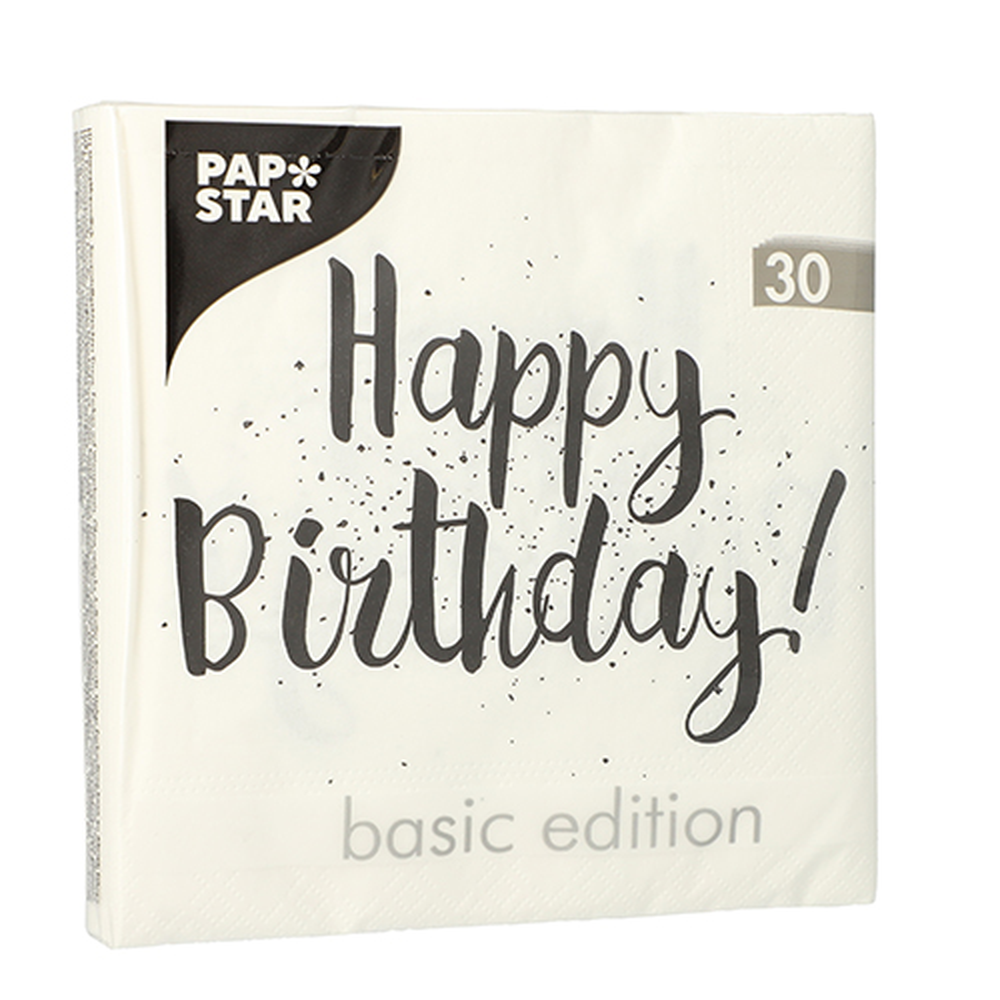 Papstar Servietten, 3-lagig 1/4-Falz 33 cm x 33 cm "Happy Birthday"