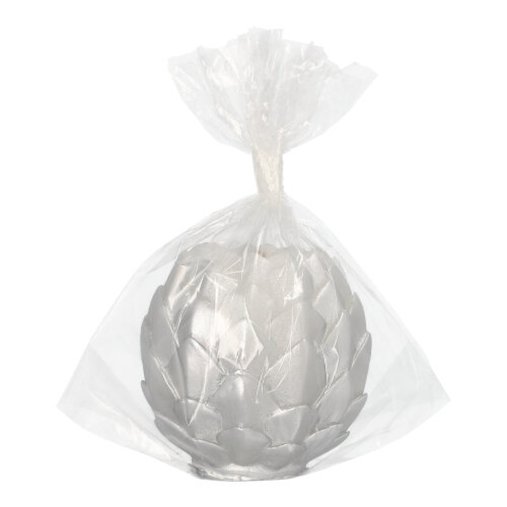 Papstar Kugelkerze Ø 10 cm silber "Pine Cone"