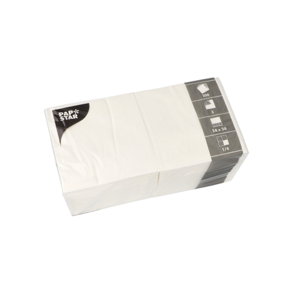 Papstar Servietten, 3-lagig 1/4-Falz 24 cm x 24 cm weiss
