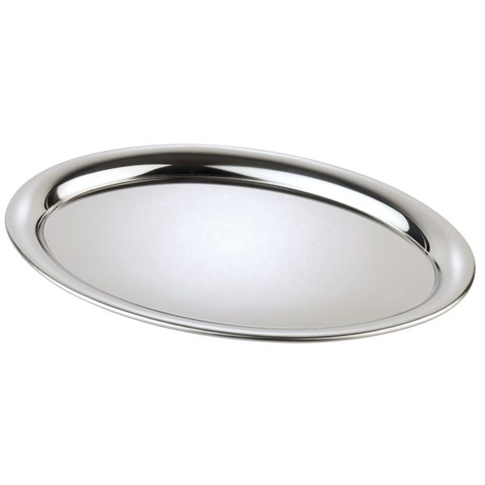 APS Serviertablett -KAFFEEHAUS- 29 x 22 cm, H: 1 cm, oval , Edelstahl, hochglanz