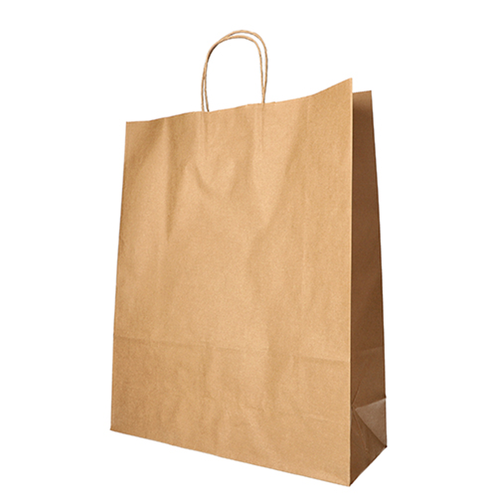 PAPSTAR Tragetaschen, Papier 40 cm x 32 cm x 12 cm braun mit gedrehtem Trageg