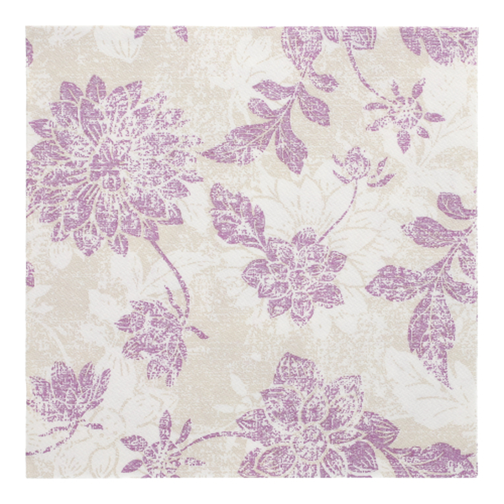 Papstar Servietten "ROYAL Collection" 1/4-Falz 40 cm x 40 cm lila "Flowers"