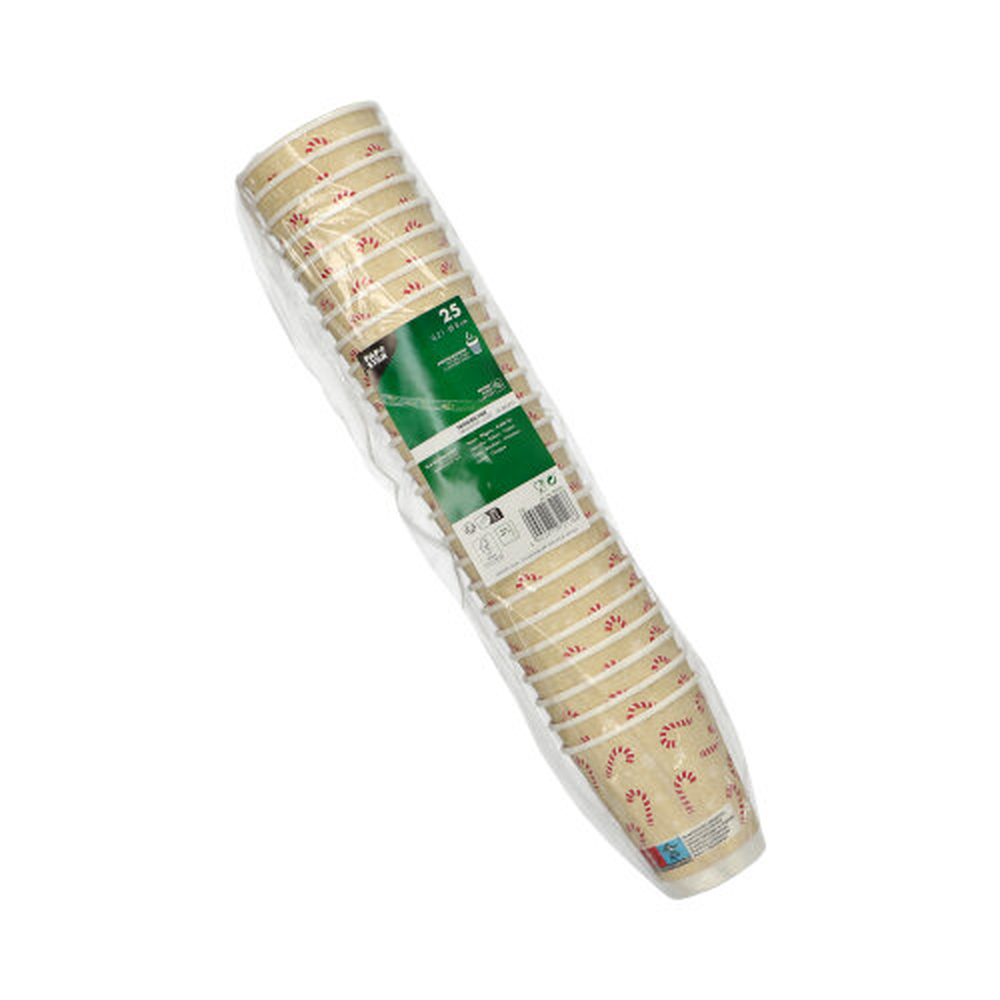 Papstar Trinkbecher, Pappe 0,2 l Ø 8 cm · 9,3 cm "Candy Canes " doppelwandig