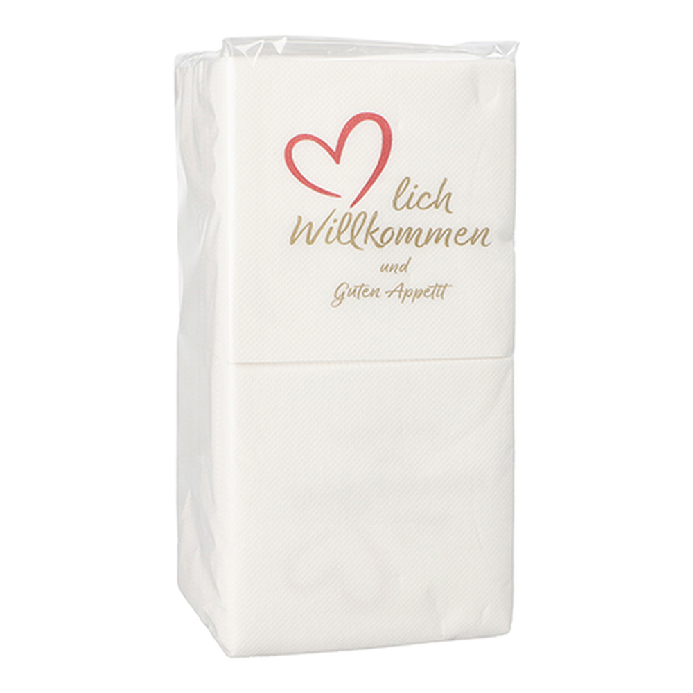 PAPSTAR Servietten, 2-lagig PUNTO 1/4-Falz 20 cm x 20 cm weiss Herzlich W