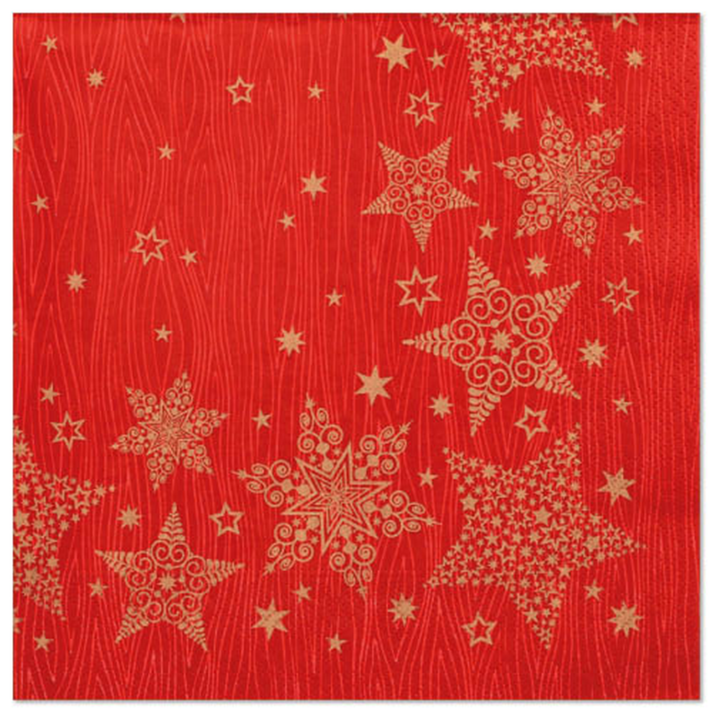 Papstar Servietten, 3-lagig 1/4-Falz 40 cm x 40 cm rot "Christmas Shine"