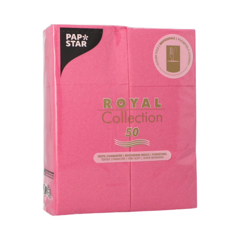 Papstar Servietten "ROYAL Collection" 40 cm x 30 cm fuchsia mit Besteckfalz