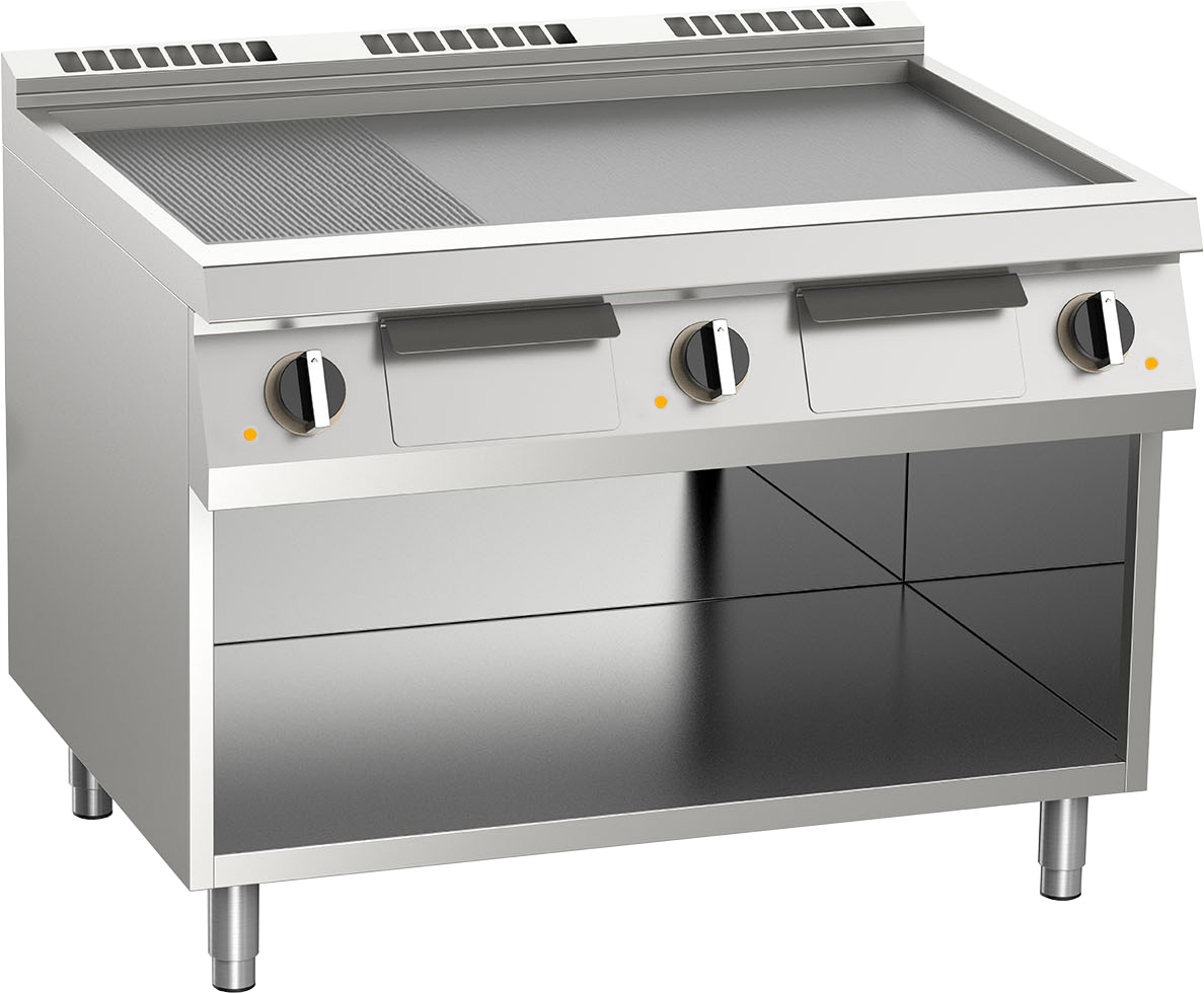 KBS Elektro-Grillplatte aus Edelstahl 2/3 glatt + 1/3 gerillt 16,2kW 3 Heizzonen