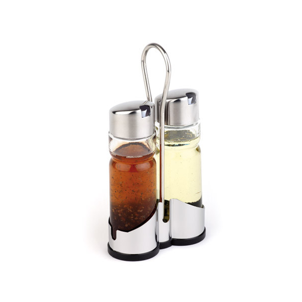 APS Essig- & Öl-Menage -Economic- 11,5 x 5,5 cm, H: 22 cm , Glas, Edelstahl, ABS