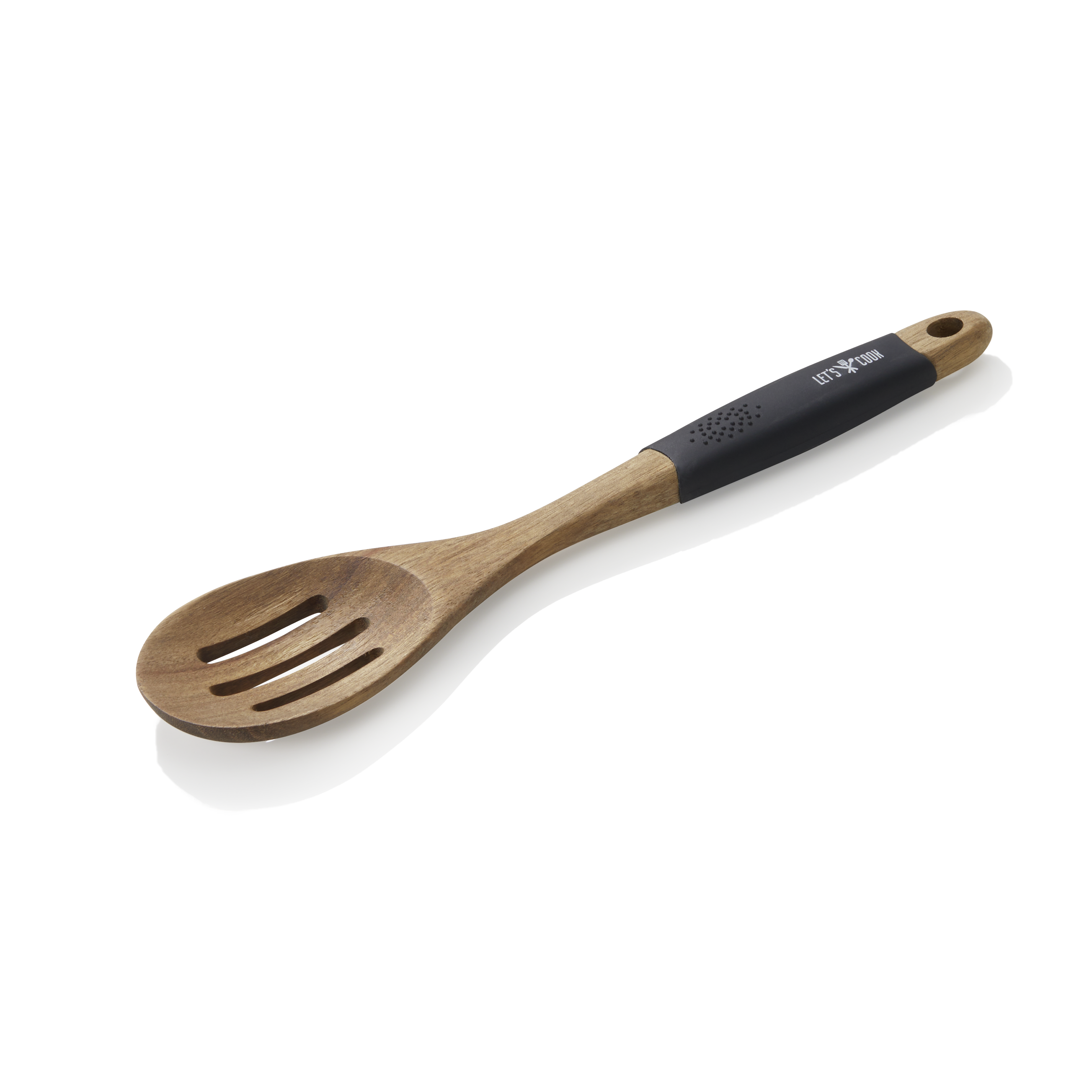 WAS Servierlöffel LET´S COOK, 30,5 cm, geschlitzt, Akazienholz, Silikon