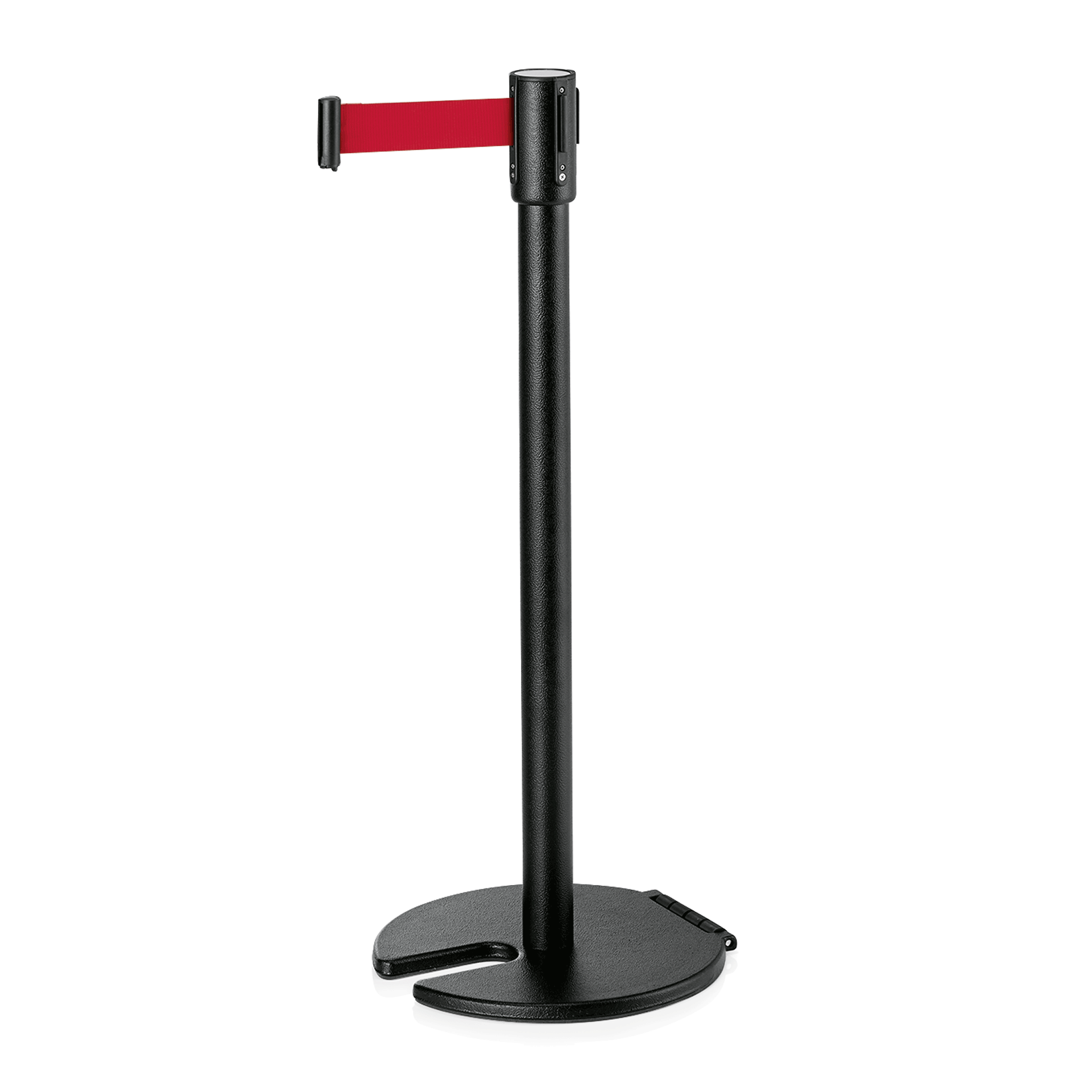 WAS Abgrenzungspfosten mit Gurtband rot, 2 m, Edelstahl