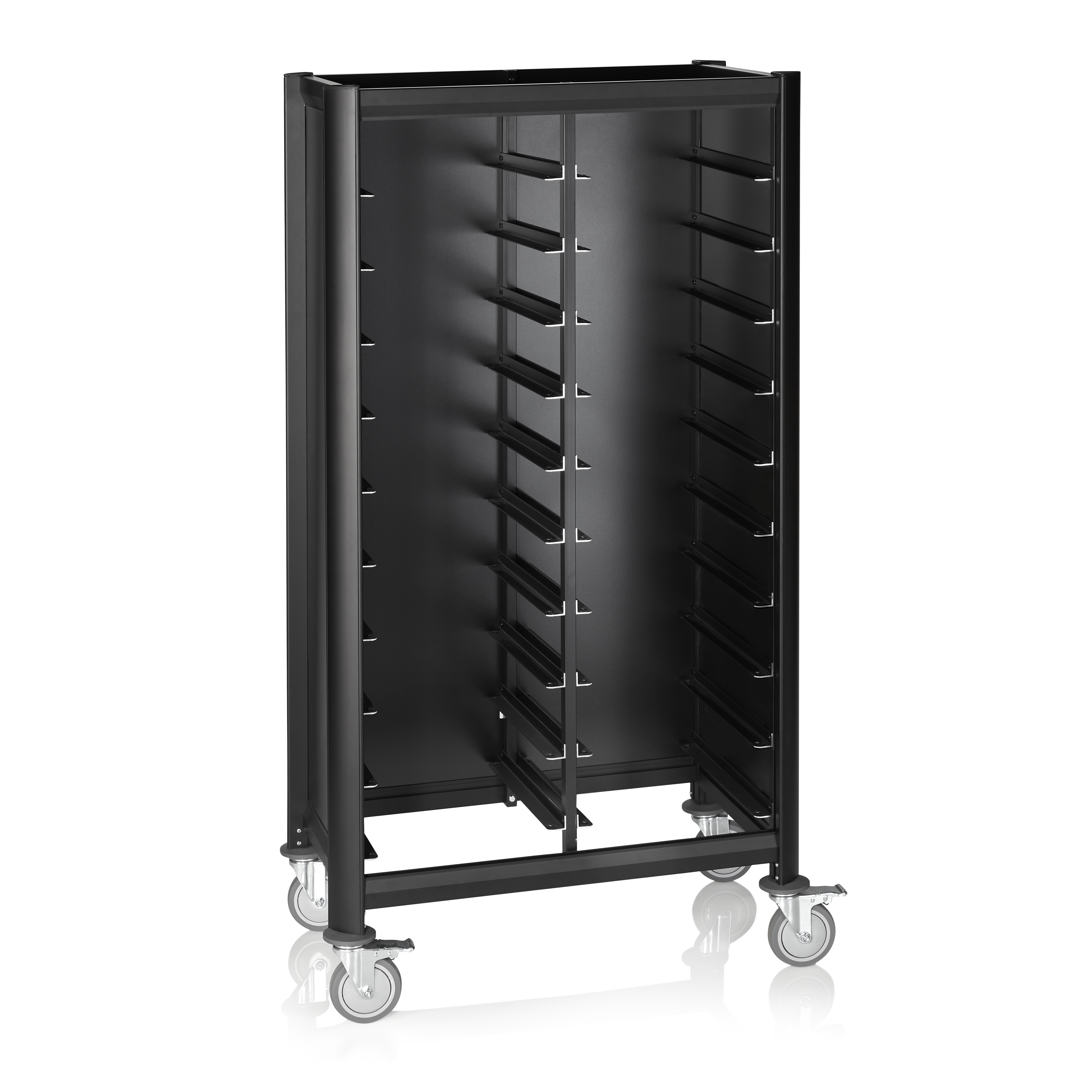 WAS Tablettwagen DOUBLE MENSA BLACK, für 2 x 10 Tabletts, schwarz, 51,5 x 86 x 1