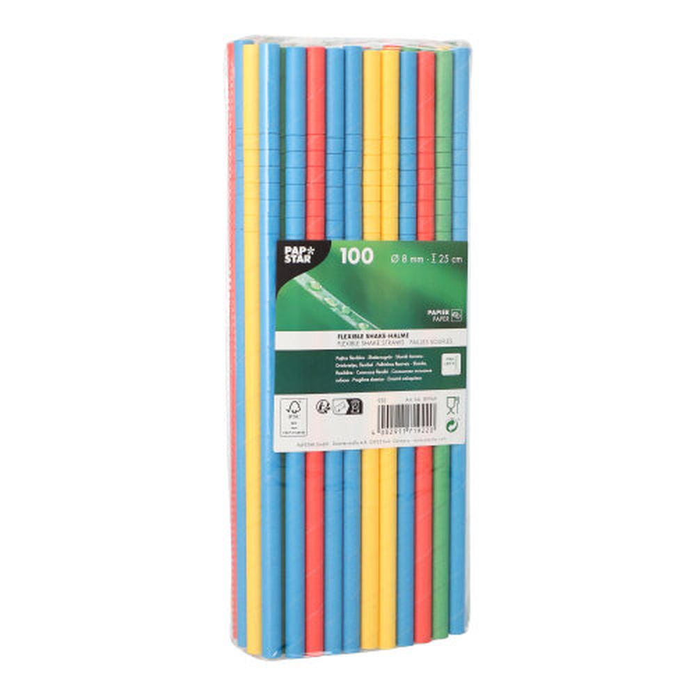 Papstar Shake-Halme Papier Ø 8 mm · 25 cm farbig sortiert flexibel