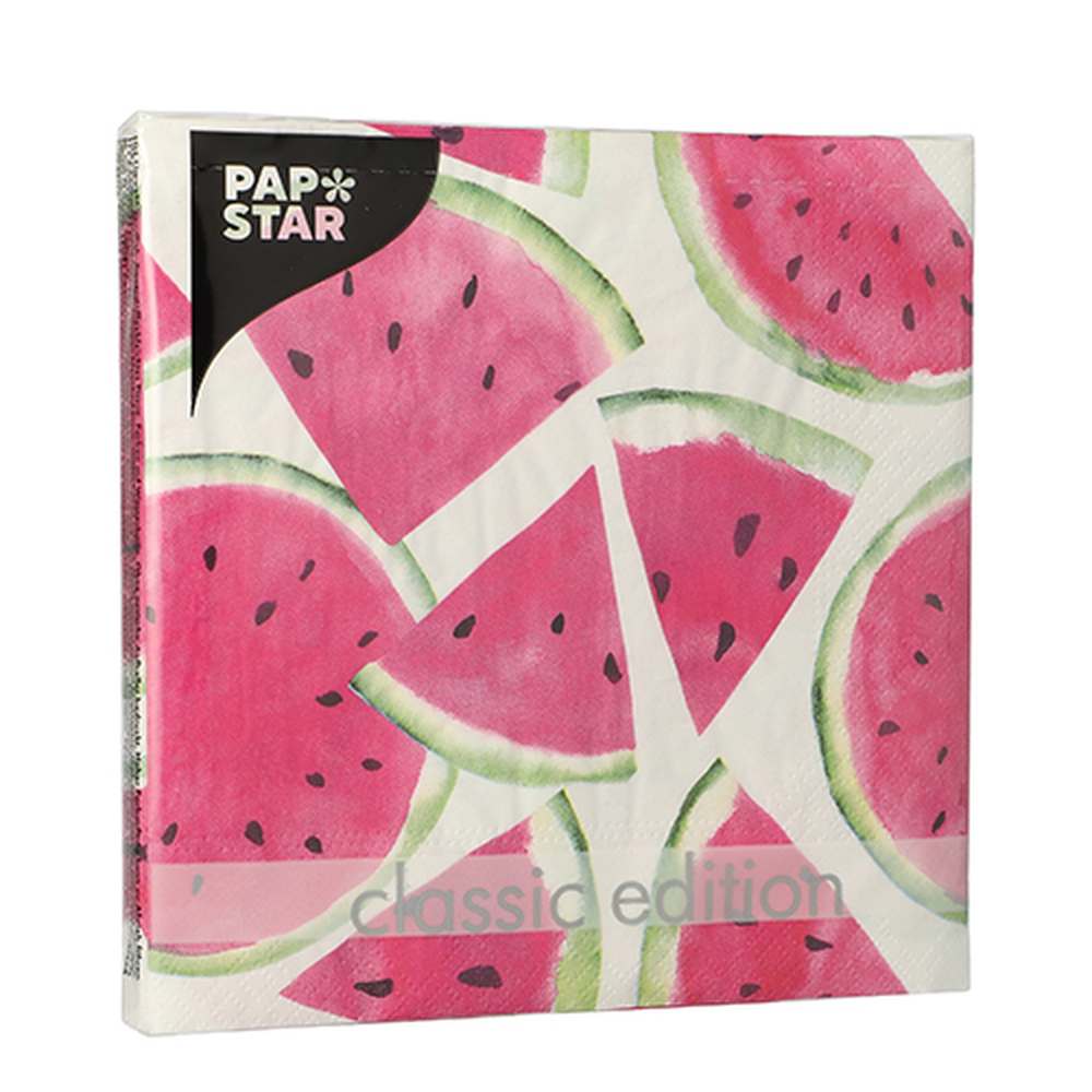 Papstar Servietten, 3-lagig 1/4-Falz 33 cm x 33 cm "Watermelon"