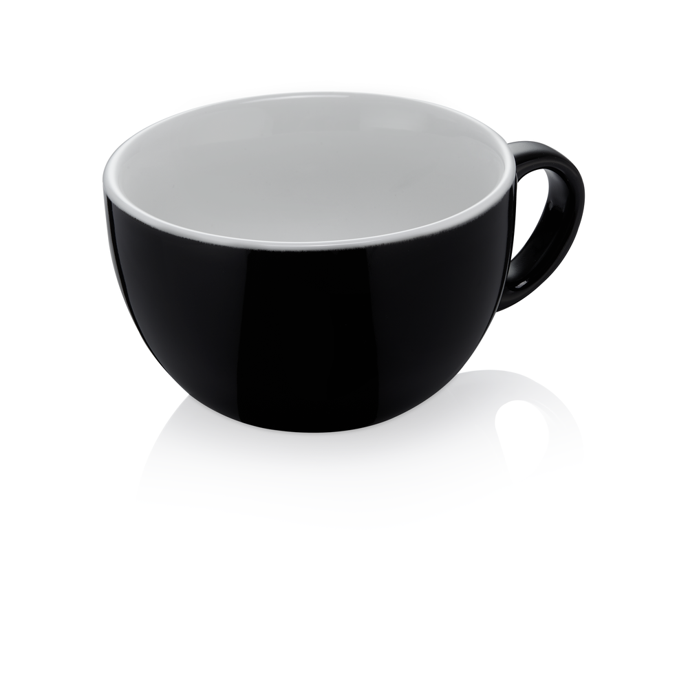 WAS Caffè Latte Set ITALIA BLACK, 350 ml, Ø 11 cm, Set á 6 Stück, Porzellan