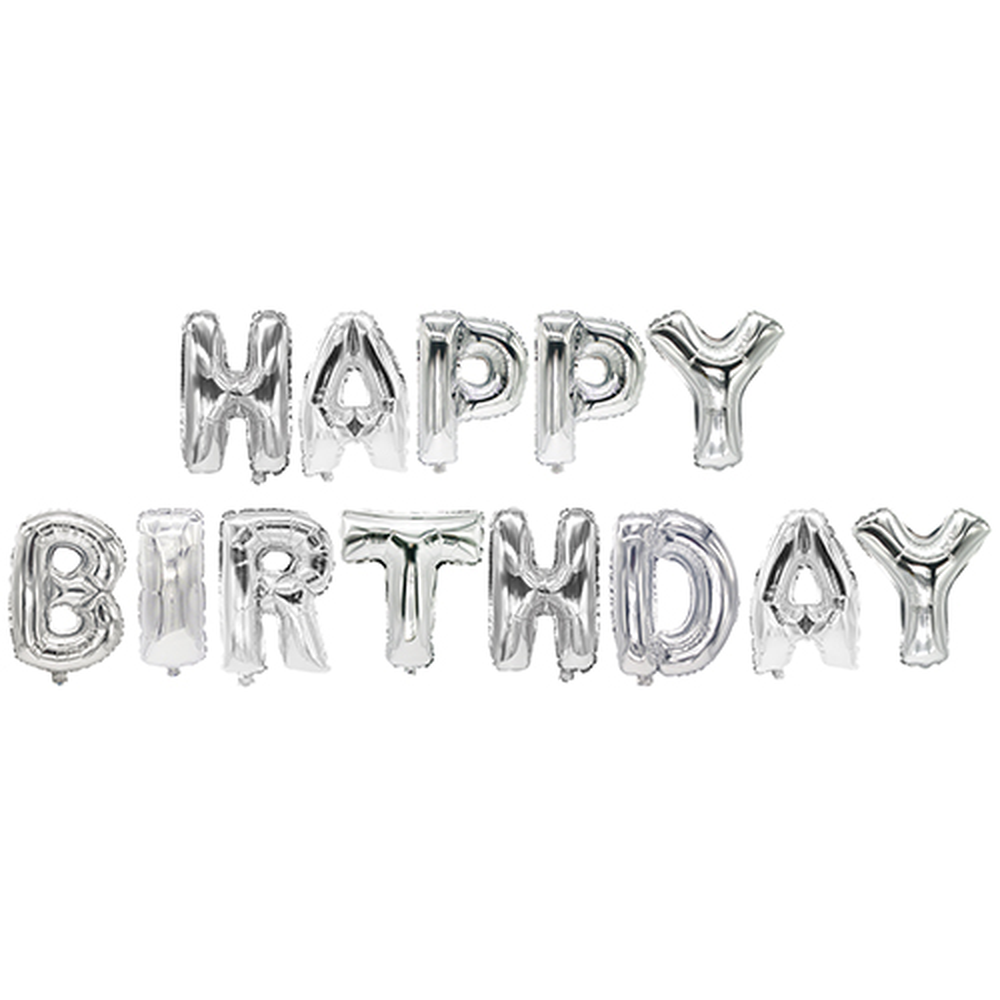 Papstar Folienluftballon-Set silber "Happy Birthday"